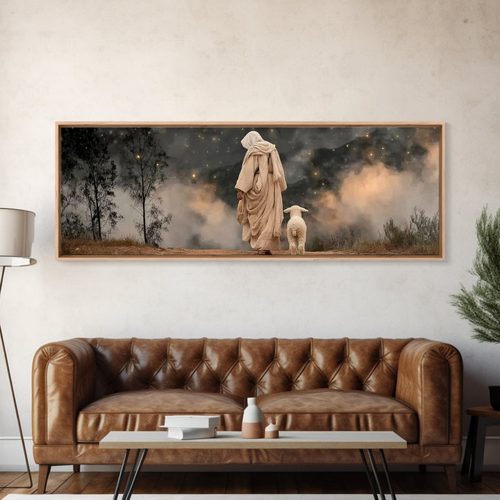 Field Of Stillness – Framed Canvas Print – Panoramic Frame – Christian Wall Art – Jesus Painting – Christian Art Canvas