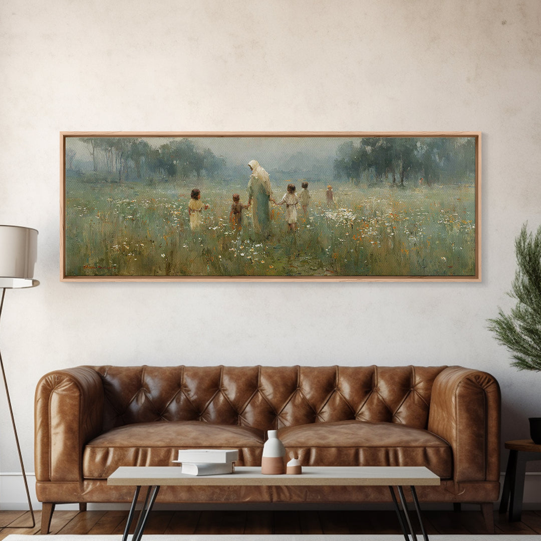 Garden of Peace – Framed Canvas Print – Panoramic Art – Christian Wall Art – Christian Art Canvas – Jesus Painting – Christian Decor – Chri