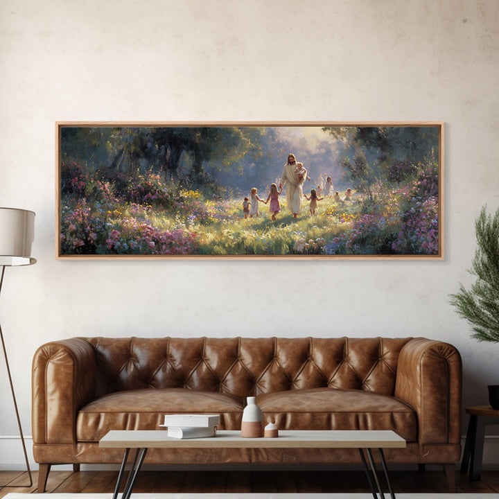 Fields of Blessing, Framed Canvas Print, Panoramic Print, Christian Wall Art, Christian Art Canvas, Jesus Painting, Christian Christmas Art