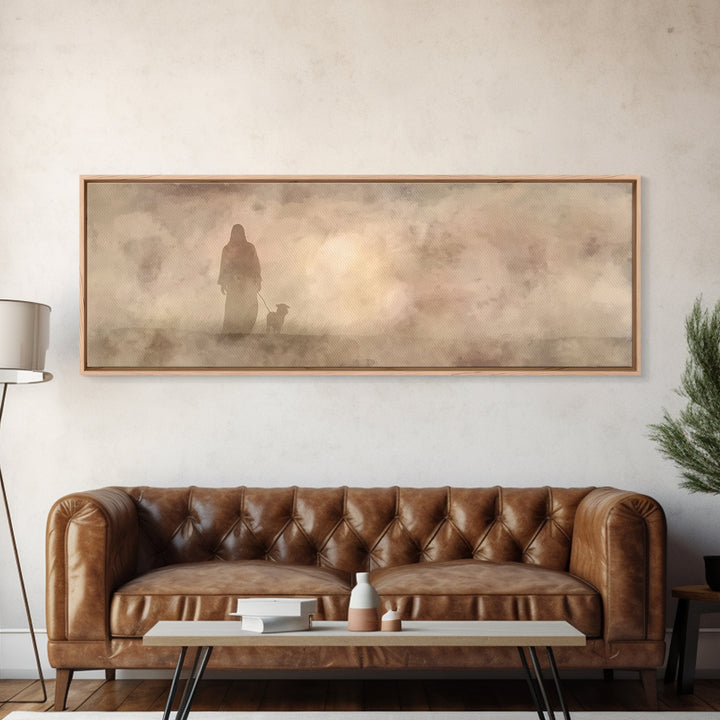 Shepherd’s Path, Framed Canvas Print, Panoramic Frame, Christian Wall Art, Christian Art Canvas, Jesus Painting, Christian Decor, Christmas
