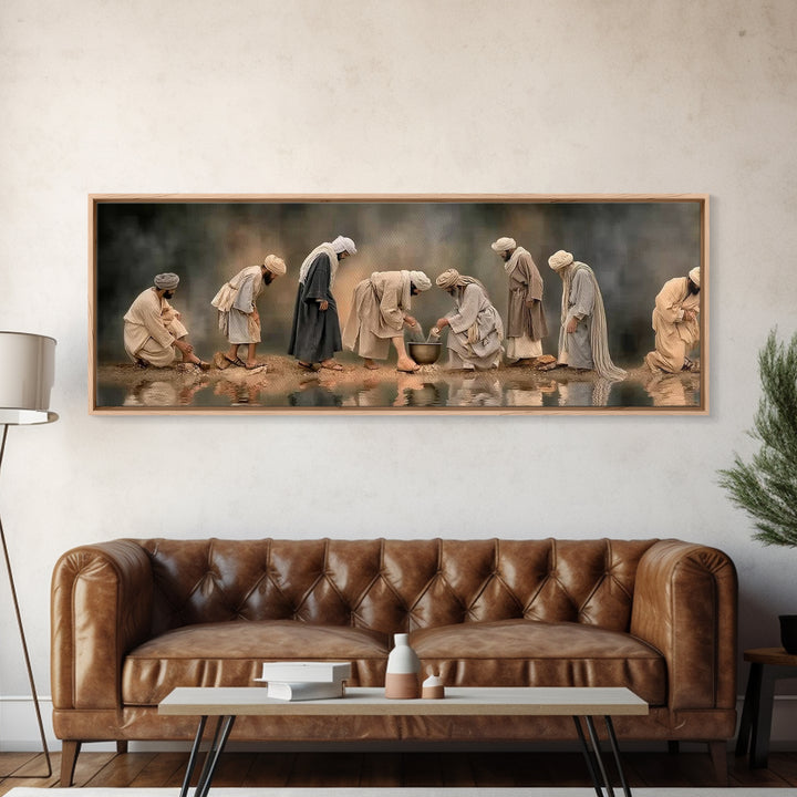 Sacred Fellowship, Framed Canvas Print, Panoramic Art, Christian Wall Art, Christian Art Canvas, Jesus Painting, Christian Decor, Christian