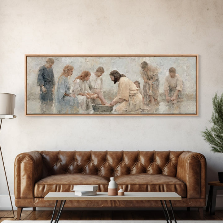 Gathered in Faith | Framed Canvas Print | Panoramic Print | Christian Art Canvas | Christian Wall Art | Jesus Painting | Christian Decor |