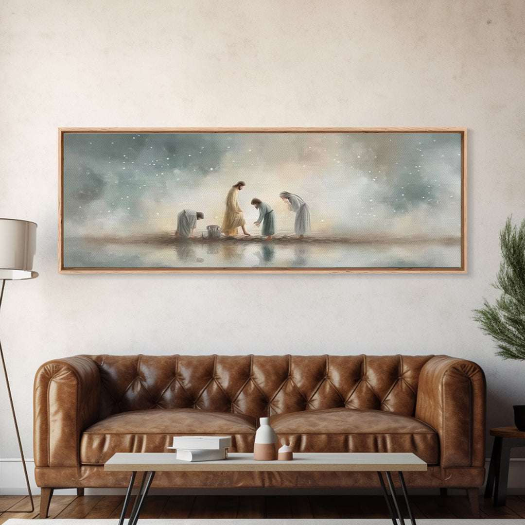 Heavenly Refuge | Framed Canvas Print | Panoramic Frame | Christian Art Canvas | Christian Wall Art | Jesus Painting | Christian Christmas