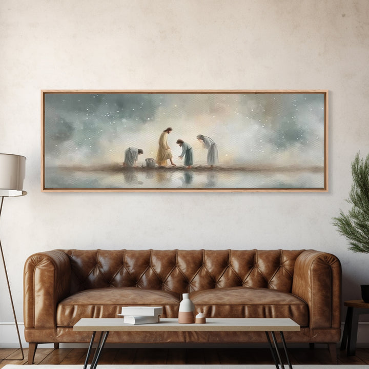 Heavenly Refuge | Framed Canvas Print | Panoramic Frame | Christian Art Canvas | Christian Wall Art | Jesus Painting | Christian Christmas