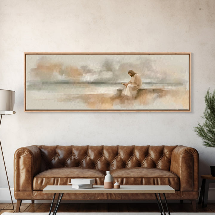 Calm Horizon Faith, Framed Canvas Print, Jesus Art Print, Panoramic Wall Art, Christian Art Canvas, Christian Wall Art, Christmas Art