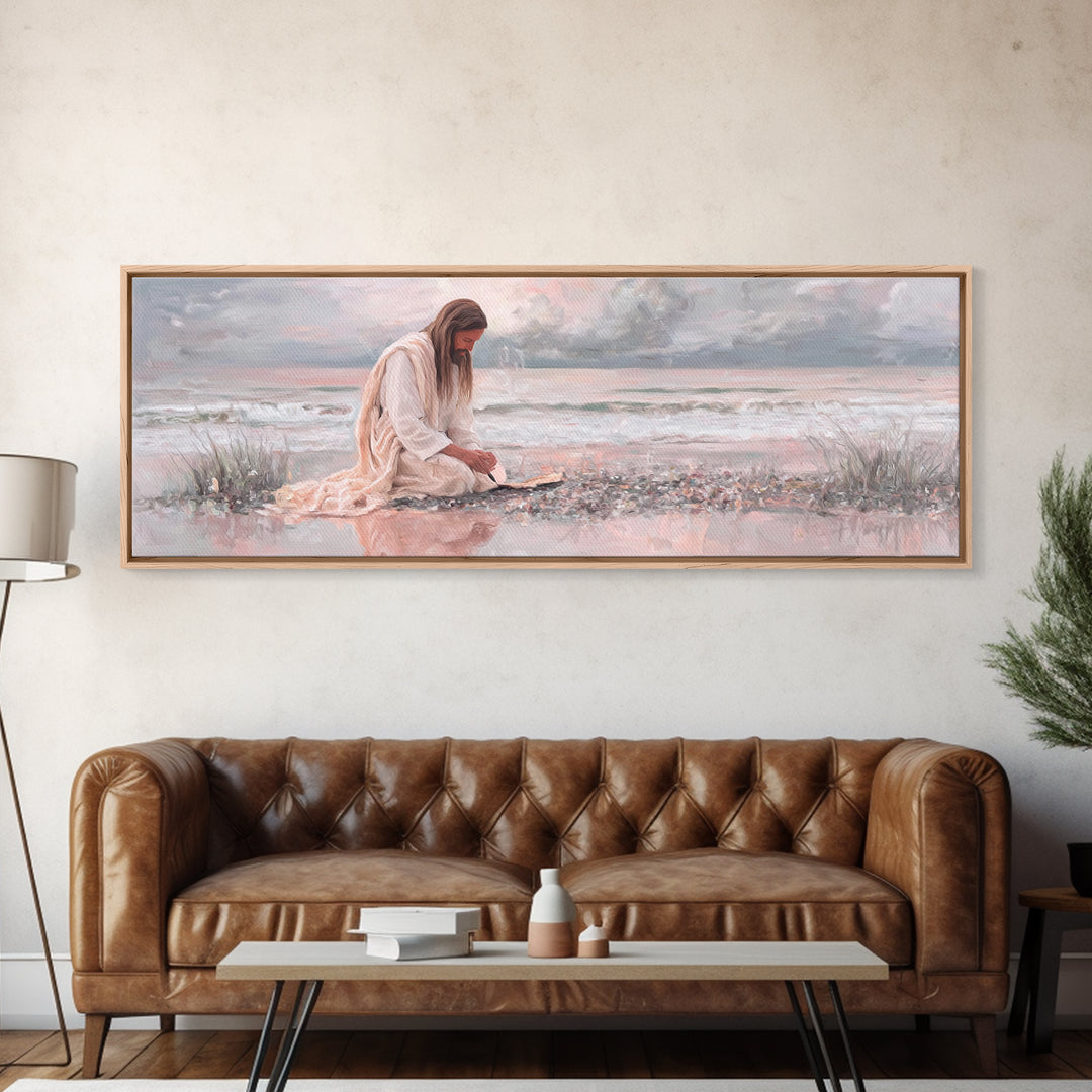 Shadows Of Hope - Framed Canvas Print - Christian Art Print - Panoramic Painting - Christian Wall Art - Jesus Painting - Christmas Art