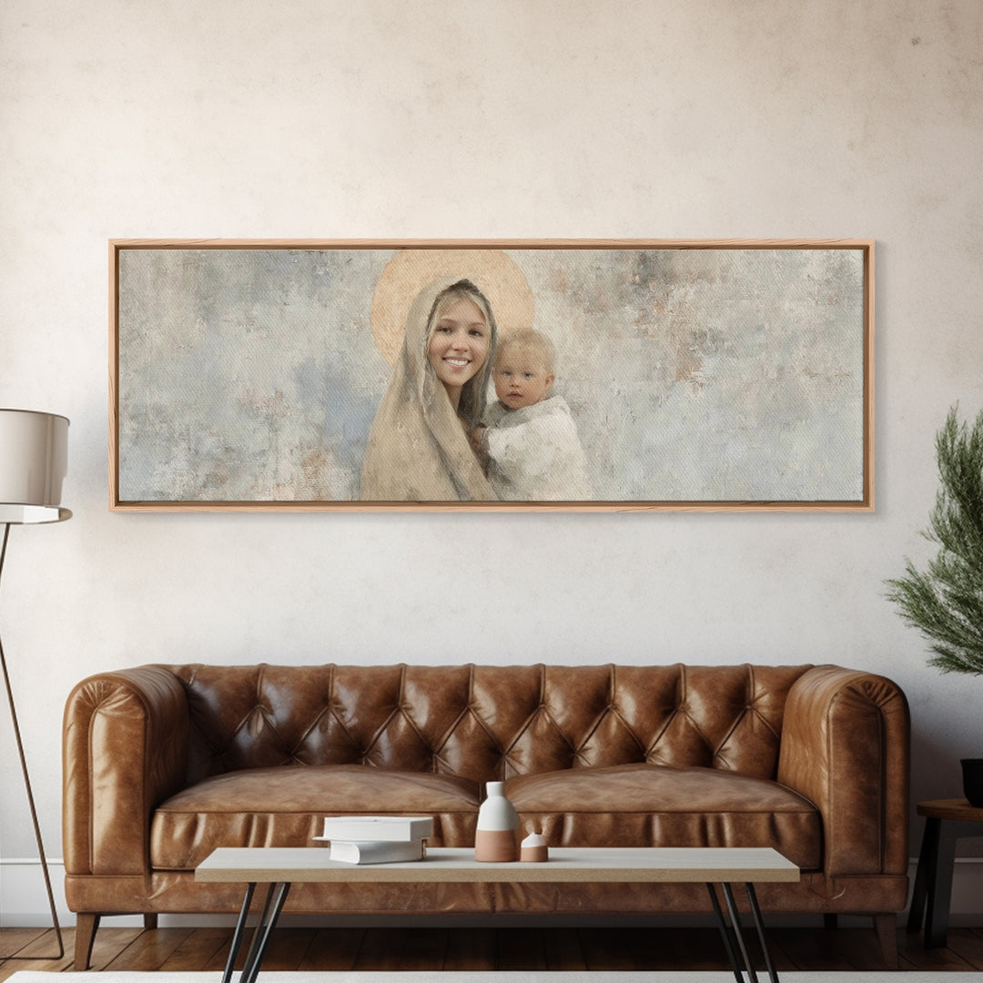 Radiant Holy Grace – Framed Canvas Print – Panoramic Art – Christian Wall Art – Jesus Painting – Christian Art Canvas – Christmas Art