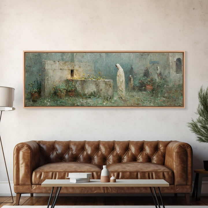 Garden of Reverence | Framed Canvas Print | Panoramic Wall Art | Christian Paintings | Christian Art Print | Modern Christian Art | Christm