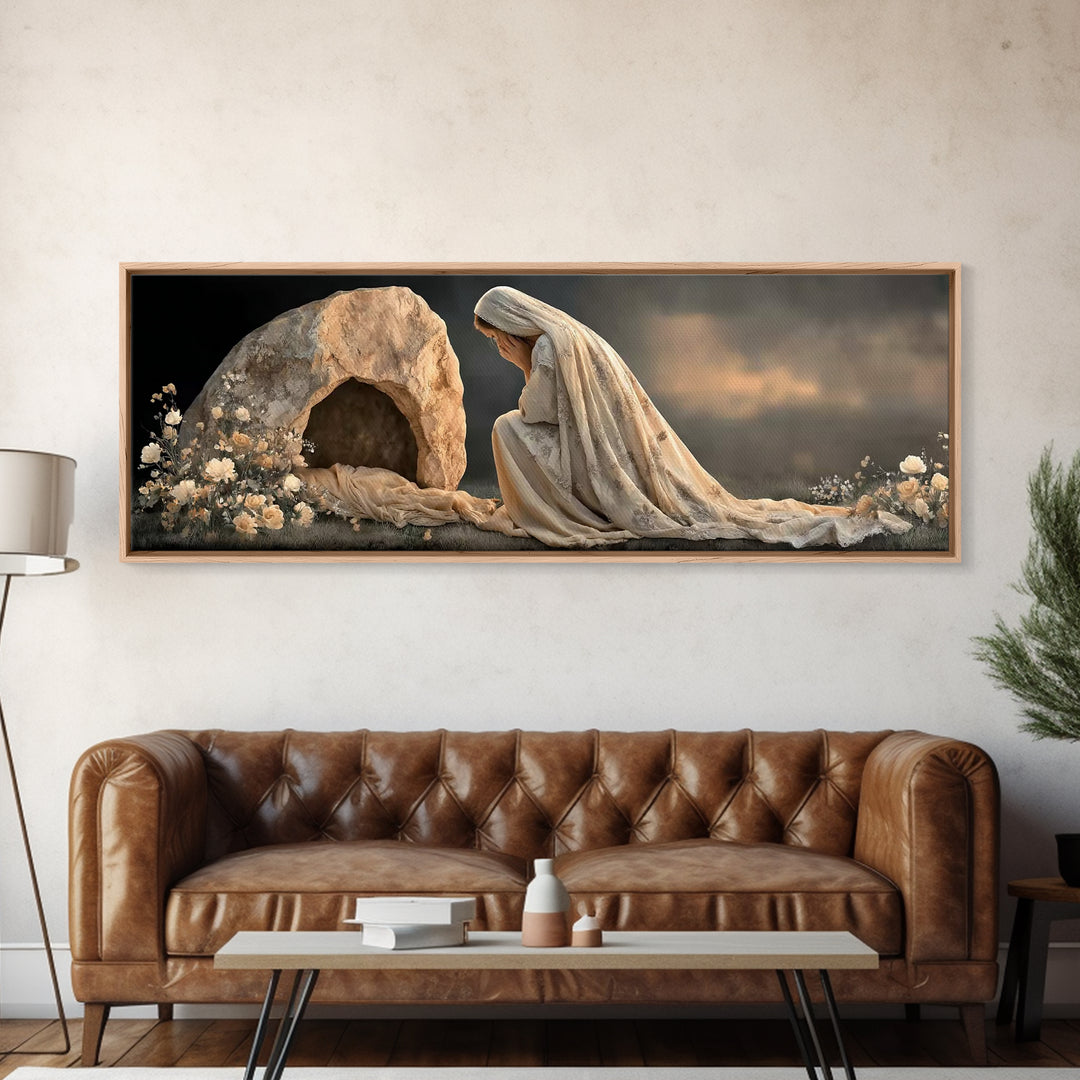 Tears of Devotion | Framed Canvas Print | Panoramic Frame | Christian Wall Art | Christian Art Painting | Jesus Art Print | Christian Chris