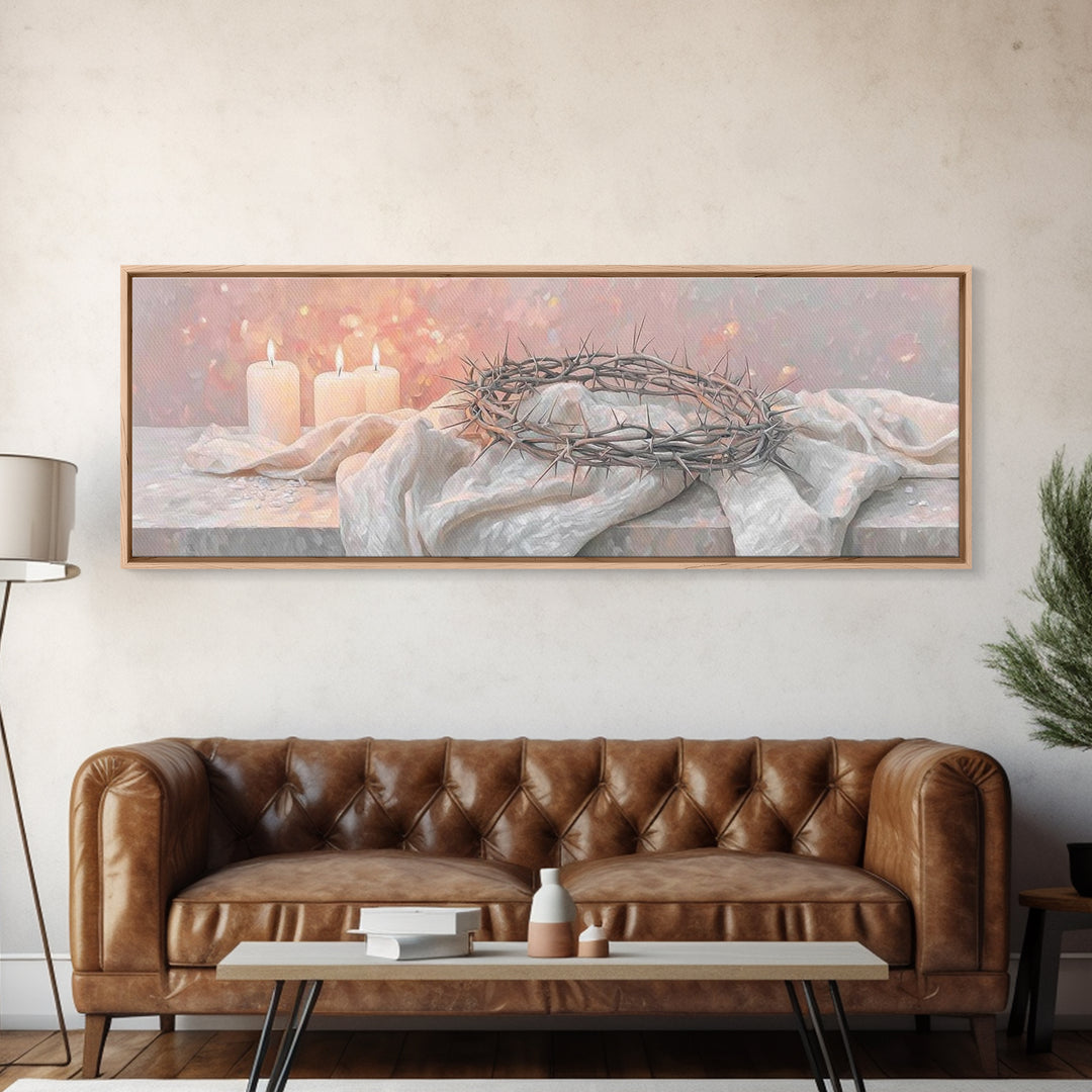 Crown Of Salvation | Framed Canvas Print | Panoramic Art | Christian Art Canvas | Christian Wall Art | Christian Art Print | Christian Gift