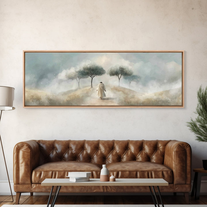 Walk of Renewal – Framed Canvas Print – Panoramic Art – Christian Art – Large Jesus Painting – Christian Wall Art – Modern Christian Painti