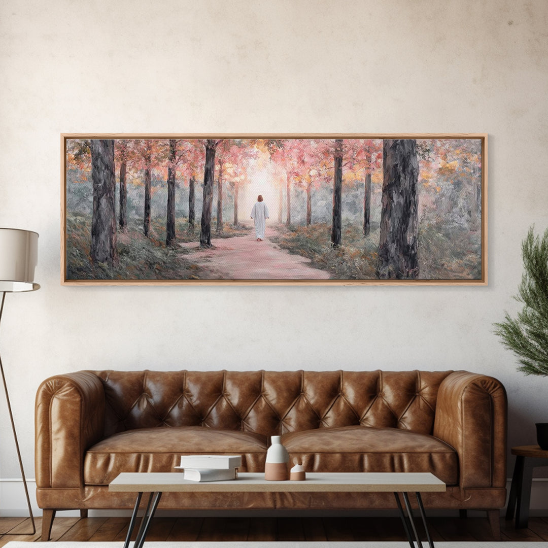 Light Of The Forest – Framed Canvas Print – Panoramic Art – Christian Wall Art – Jesus Painting – Christian Art Canvas – Modern Christian A