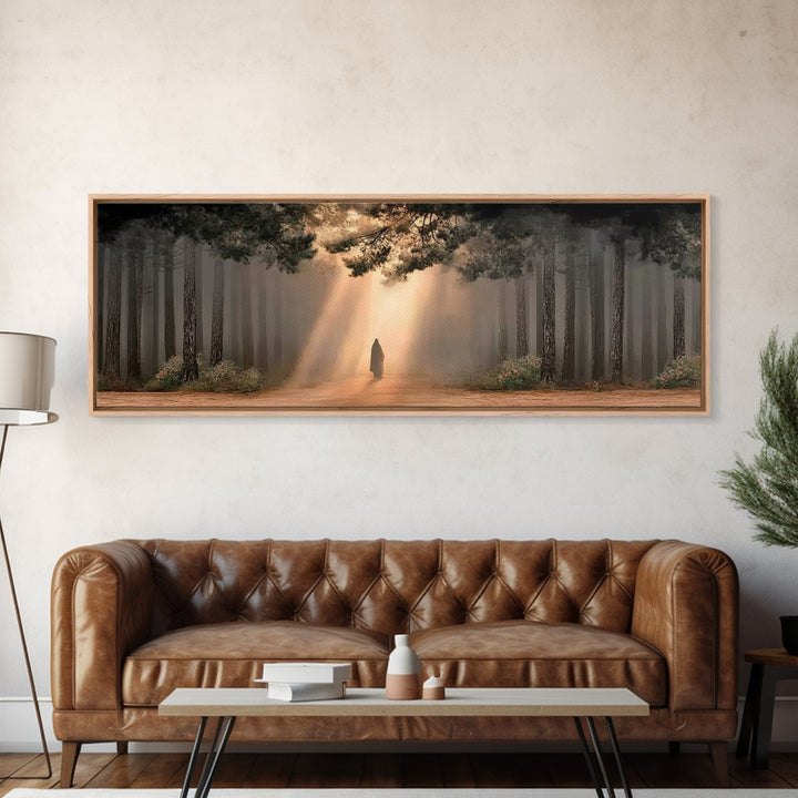 Forest Of Promise, Framed Canvas Print, Panoramic Wall Art, Christian Paintings, Jesus Art Print, Framed Christian Art, Unique Christian Ar