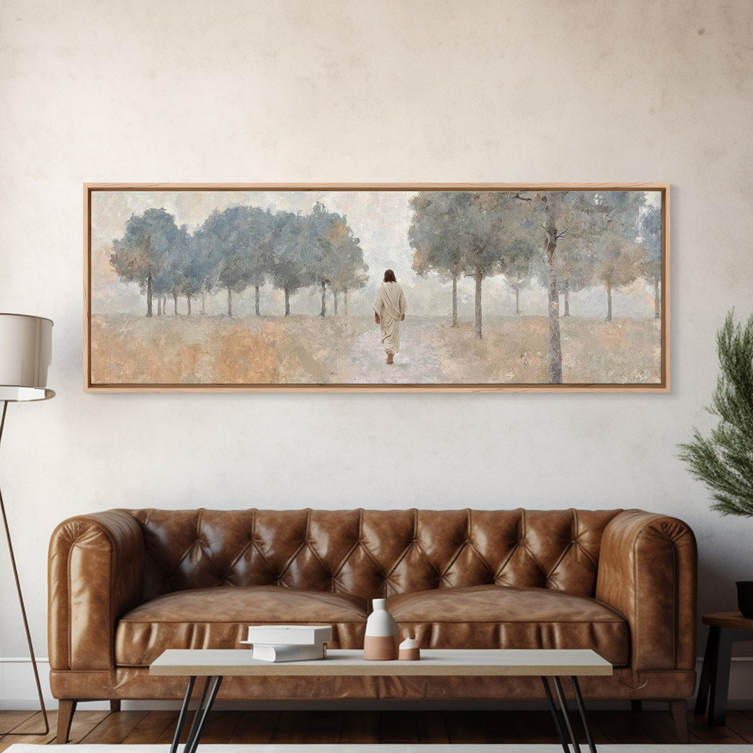 Pathway Of Mercy – Framed Canvas Print – Panoramic Frame – Christian Art – Large Jesus Painting – Christian Wall Art – Subtle Christian Art