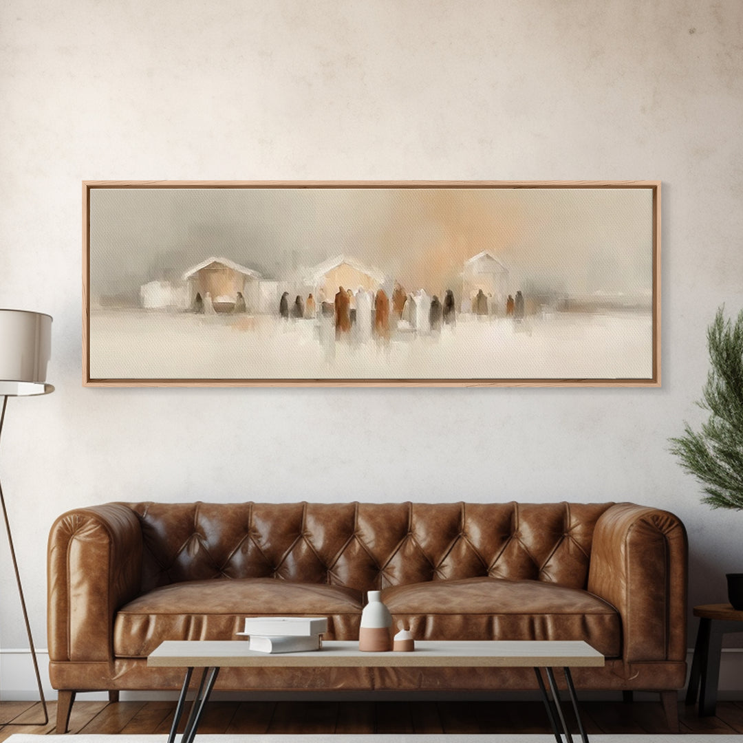 Winter Hushed Trees | Framed Canvas Print | Panoramic Painting | Christian Wall Art | Minimalist Christian Art | Christian Art Canvas | Chr