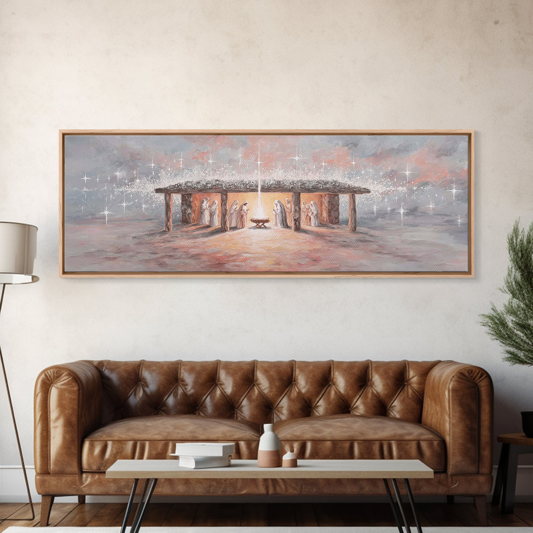 Village Of Hope, Framed Canvas Print, Panoramic Art, Christmas Wall Art, Christian Christmas Art, Christmas Art Prints, Christian Art Work