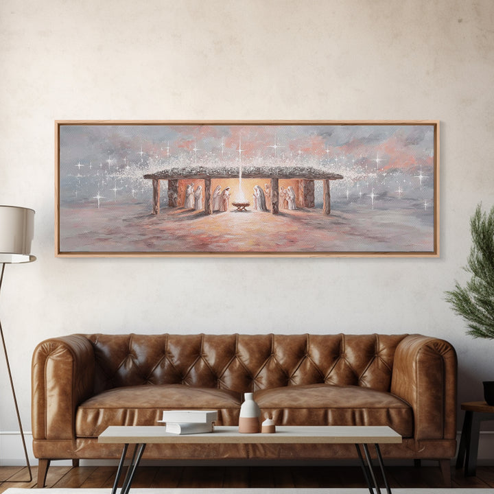 Village Of Hope, Framed Canvas Print, Panoramic Art, Christmas Wall Art, Christian Christmas Art, Christmas Art Prints, Christian Art Work