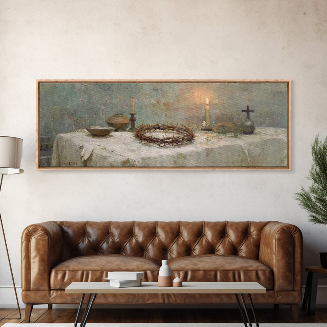 Thorns Of Grace – Framed Canvas Print – Panoramic Frame – Christian Art Canvas – Christian Wall Art – Christian Painting – Subtle Christian
