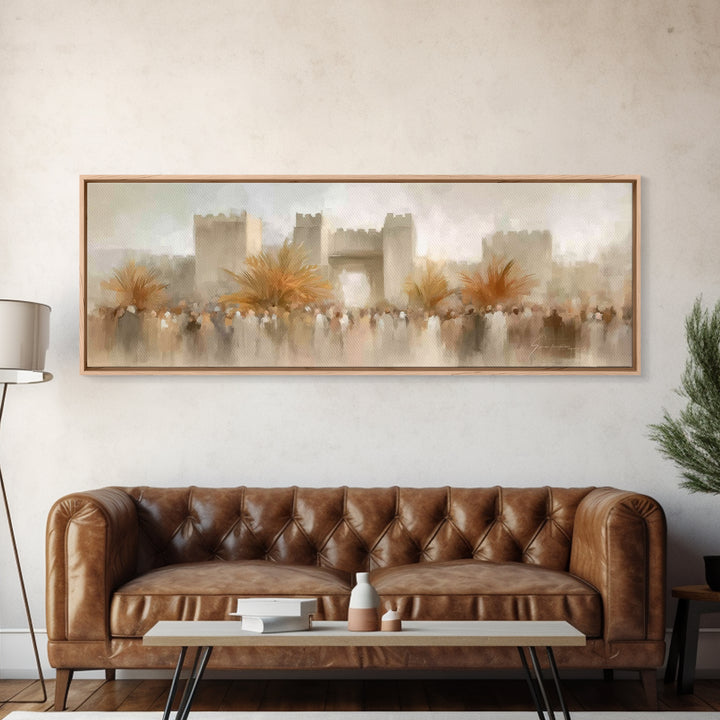 Palm Branch Triumph – Framed Canvas Print – Panoramic Wall Art – Christian Art – Christian Art Prints – Jesus Painting – Christmas Wall Art