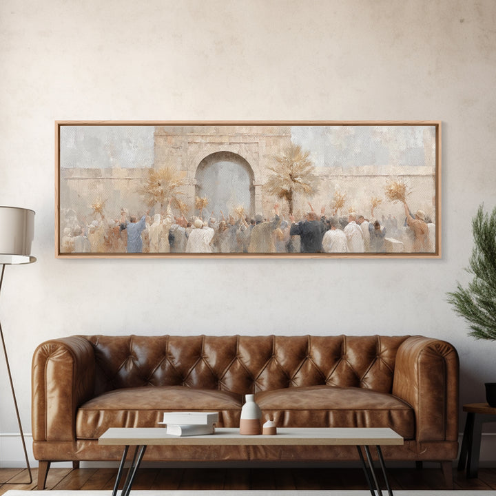 Jerusalem Sunrise Entry | Framed Canvas Print | Panoramic Painting | Christian Wall Art | Christmas Art Work | Christian Art Canvas | Jesus