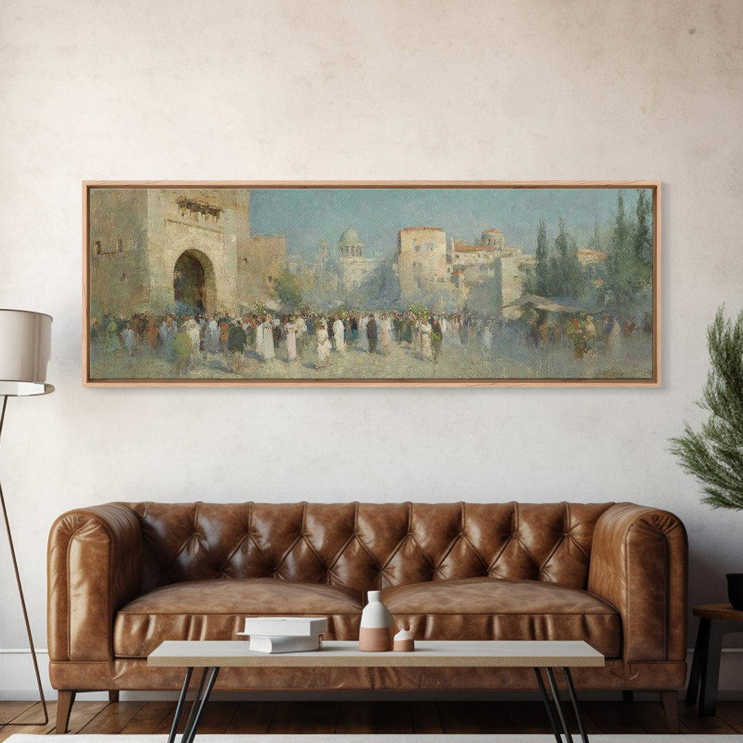 Golden Gate Rejoicing, Framed Canvas Print, Panoramic Print, Christian Wall Art, Christian Art Canvas, Christian Christmas Art, Jesus Paint