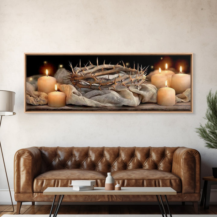 Crown Of Mercy – Framed Canvas Print – Christian Wall Art – Christian Art Canvas – Panoramic Art – Jesus Painting – Christian Christmas Art