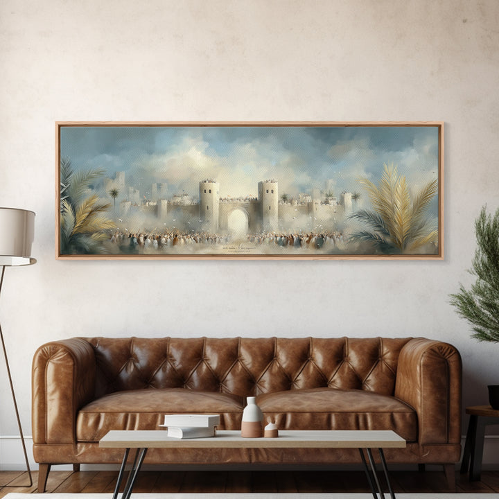 Triumphant City Gate – Framed Canvas Print – Panoramic Art – Christian Wall Art – Christian Art Canvas – Jesus Painting – Christian Decor –