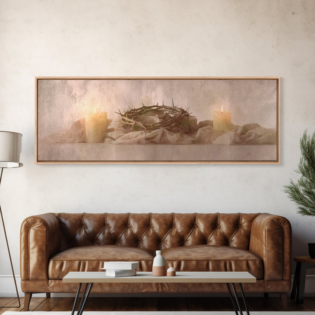 Thorns Of Grace | Framed Canvas Print | Christian Art Canvas | Christian Wall Art | Panoramic Painting | Christian Decor | Christmas Art