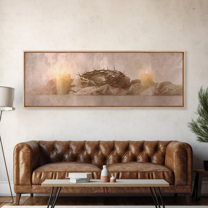 Thorns Of Grace | Framed Canvas Print | Christian Art Canvas | Christian Wall Art | Panoramic Painting | Christian Decor | Christmas Art
