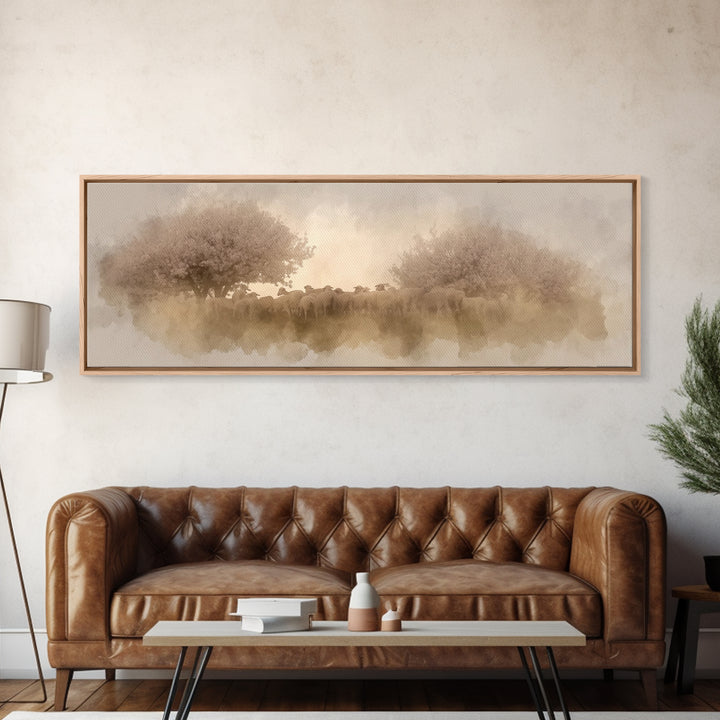 Orchard Of Peace – Framed Canvas Print – Christian Wall Art – Jesus Painting – Panoramic Art – Christian Christmas Art – Christian Canvas