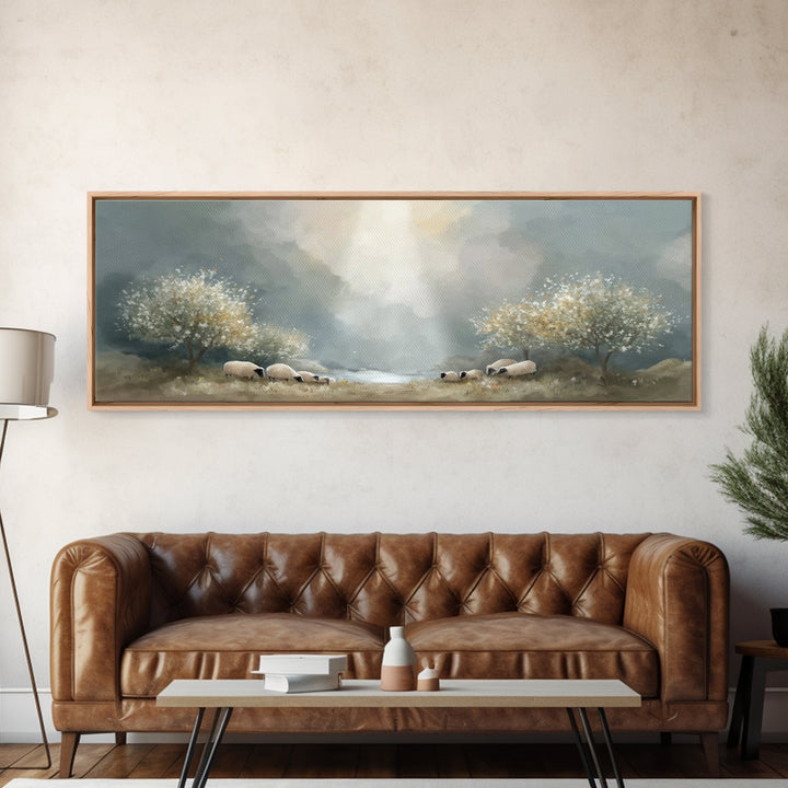 Fields Of Mercy | Framed Canvas Print | Christian Wall Art | Christian Art Canvas | Panoramic Frame | Jesus Painting | Christmas Wall Art