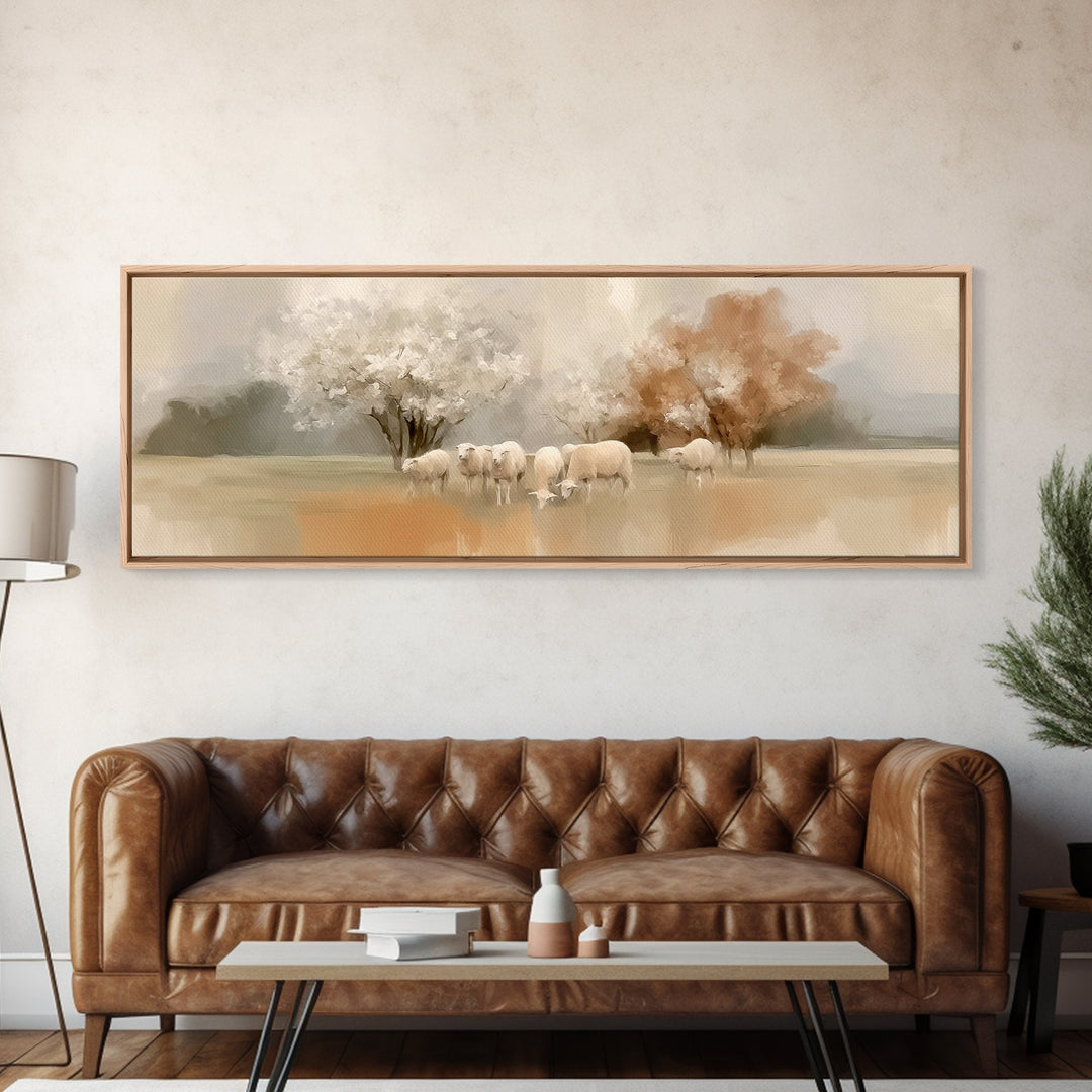 Pasture Of Light, Framed Canvas Print, Christian Wall Art, Christian Art Canvas, Panoramic Art, Jesus Painting, Christian Christmas Art
