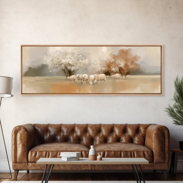 Pasture Of Light, Framed Canvas Print, Christian Wall Art, Christian Art Canvas, Panoramic Art, Jesus Painting, Christian Christmas Art