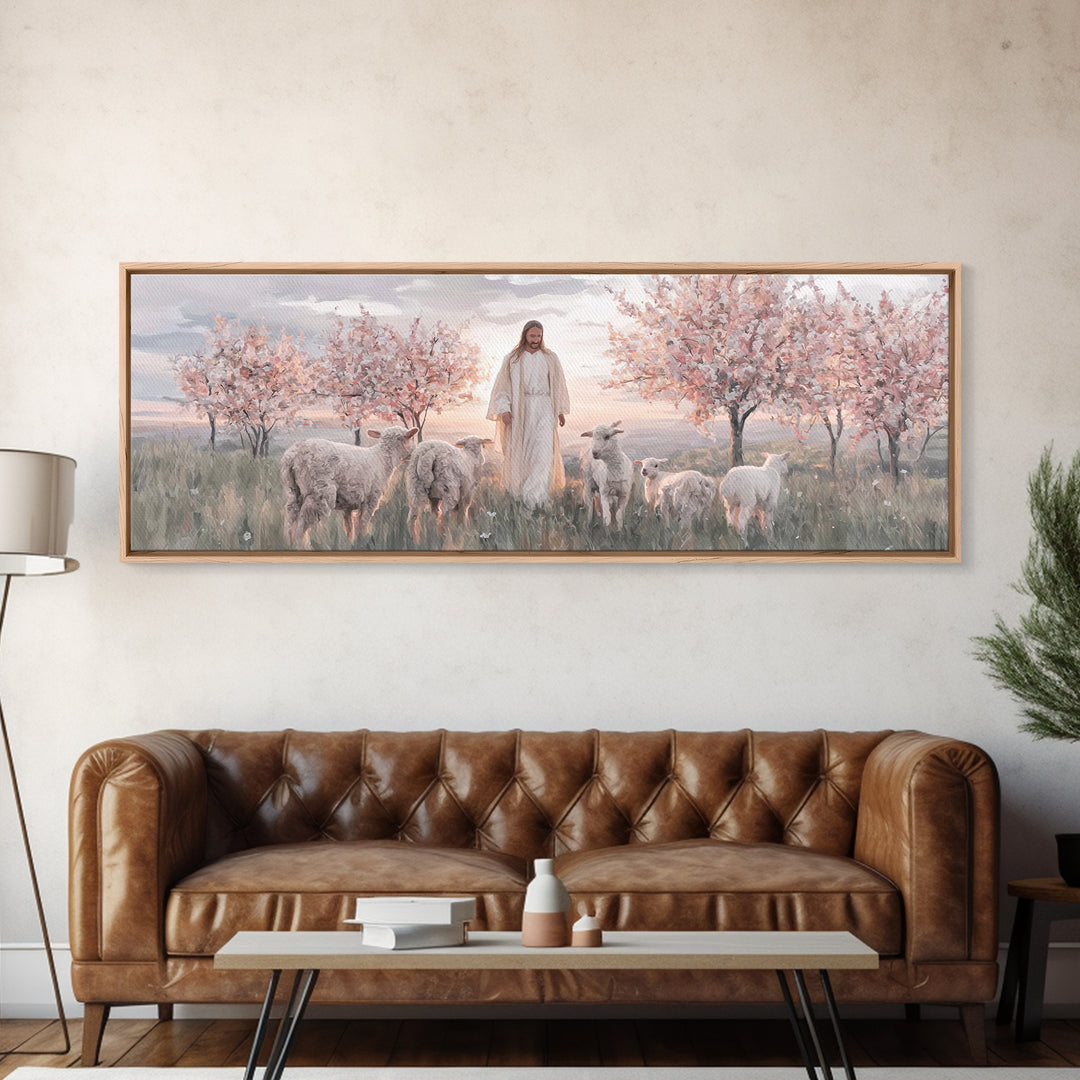 Garden Of Stillness – Framed Canvas Print – Christian Wall Art – Christian Art Canvas – Panoramic Painting – Jesus Art – Christmas Art