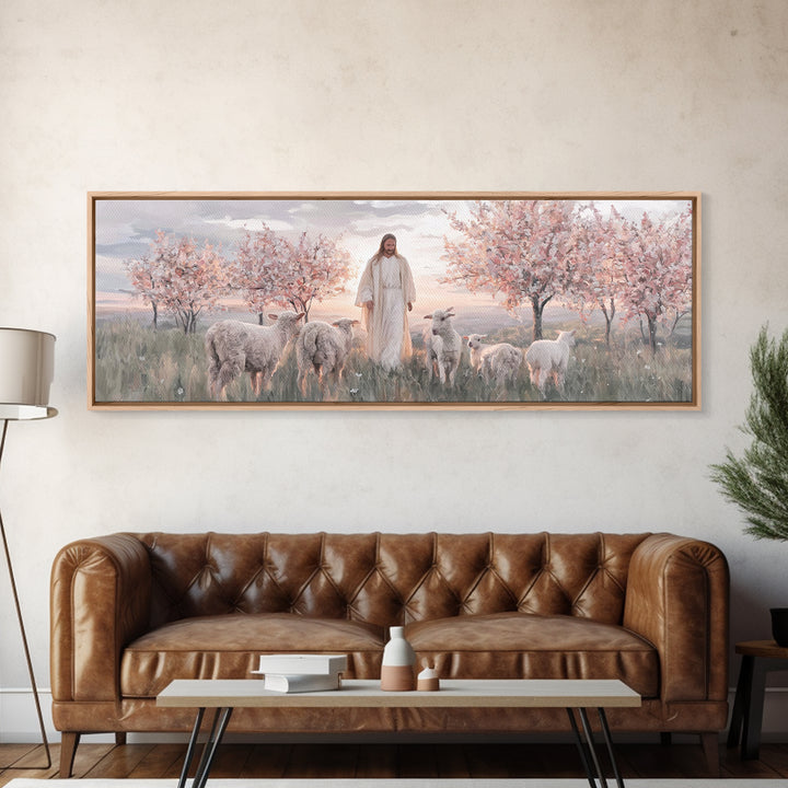 Garden Of Stillness – Framed Canvas Print – Christian Wall Art – Christian Art Canvas – Panoramic Painting – Jesus Art – Christmas Art