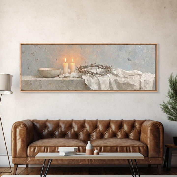 Silent Redemption, Framed Canvas Print, Christian Art, Christian Wall Art, Panoramic Art, Christian Art Canvas, Christmas Art, Unique Chris