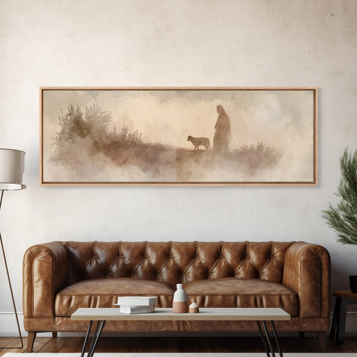 Path Of Gentle Hope – Framed Canvas Print – Panoramic Art – Christian Wall Art – Jesus Painting – Christian Art Canvas – Christian Christma