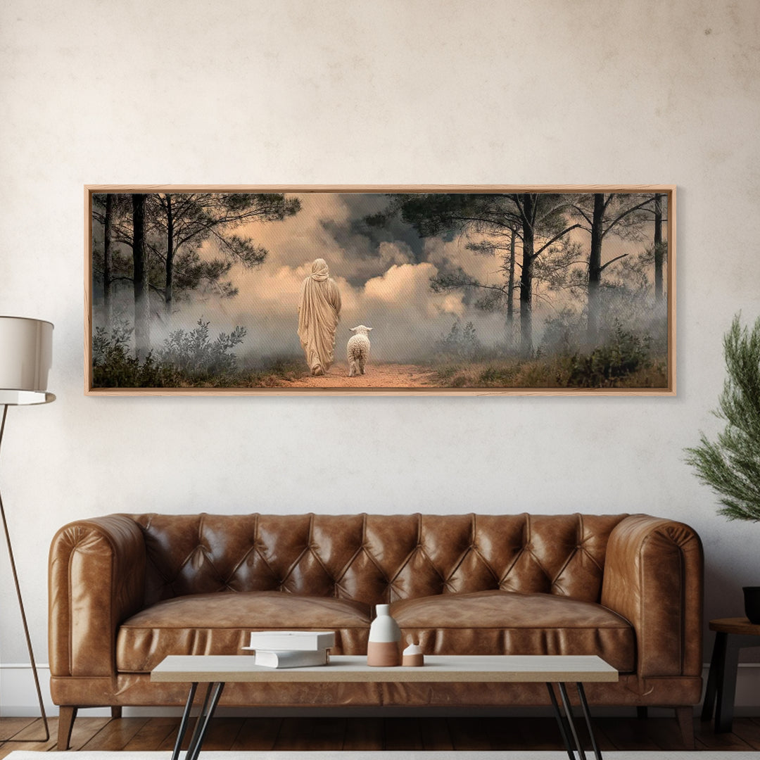 Clouds Of Promise – Framed Canvas Print – Panoramic Wall Art – Christian Art Canvas – Jesus Painting – Christian Christmas Art – Christian
