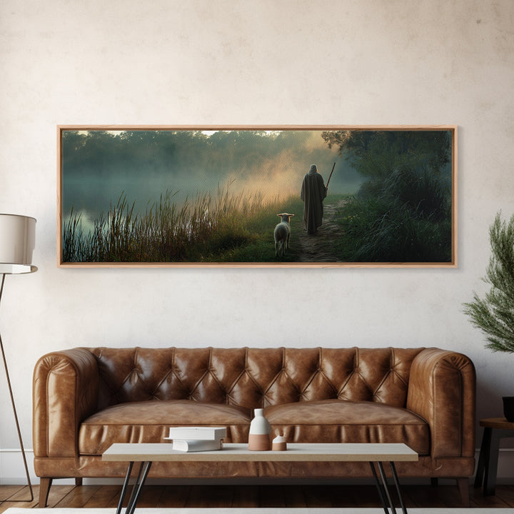 River Of Stillness | Framed Canvas Print | Panoramic Print | Christian Wall Art | Christian Art Canvas | Jesus Painting | Christmas Wall Ar