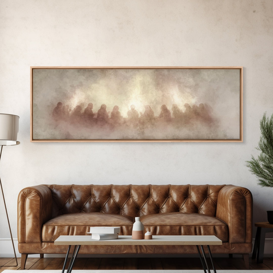 Supper Of Grace – Framed Canvas Print – Panoramic Painting – Christian Wall Art – Christian Art Canvas – Christian Christmas Art – Jesus Ar