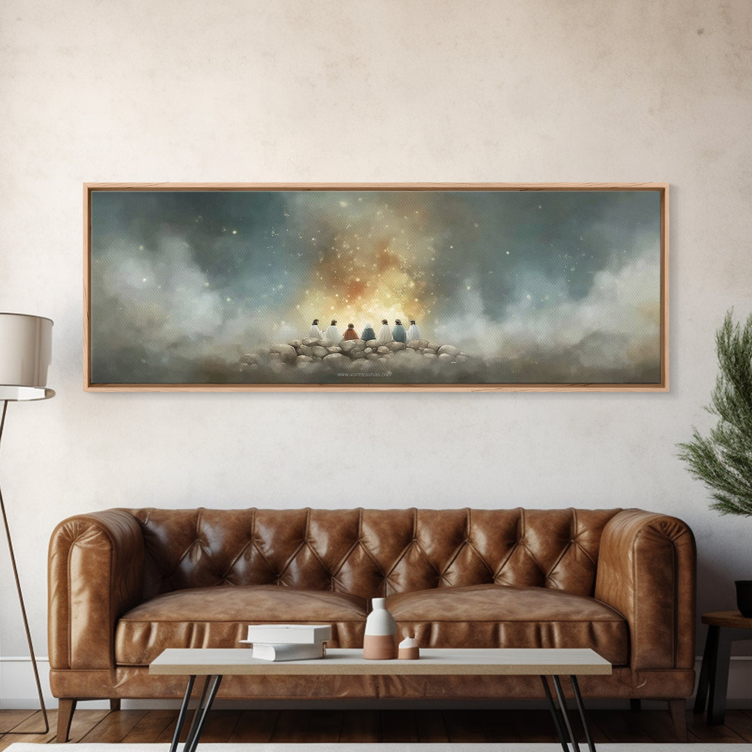 Mount Of Light – Framed Canvas Print – Christian Art – Christian Art Canvas – Jesus Painting – Panoramic Painting – Christmas Art