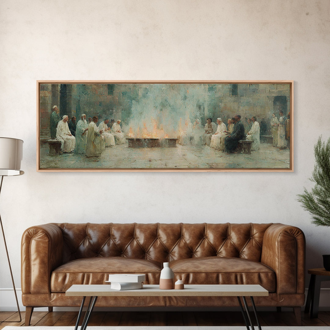Celestial Summit Glow | Framed Canvas Print | Christian Wall Art | Christian Art Canvas | Jesus Painting | Panoramic Frame | Christmas Art
