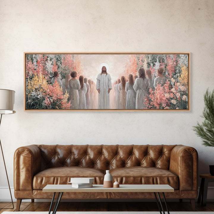 Blessing Of The Master – Framed Canvas Print – Christian Wall Art – Jesus Painting – Christian Art Canvas – Panoramic Wall Art – Christmas