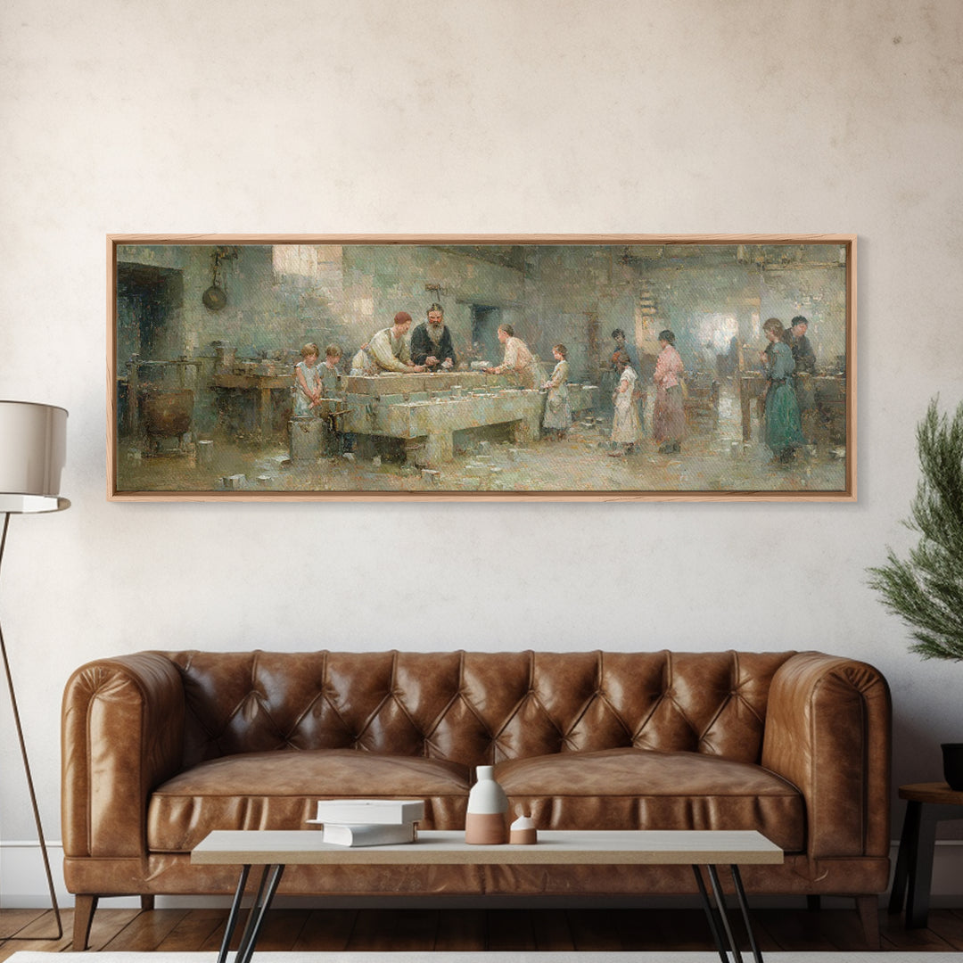 Humble Workshop Hours | Framed Canvas Print | Panoramic Wall Art | Christian Art Canvas | Christian Wall Art | Jesus Painting | Christian A