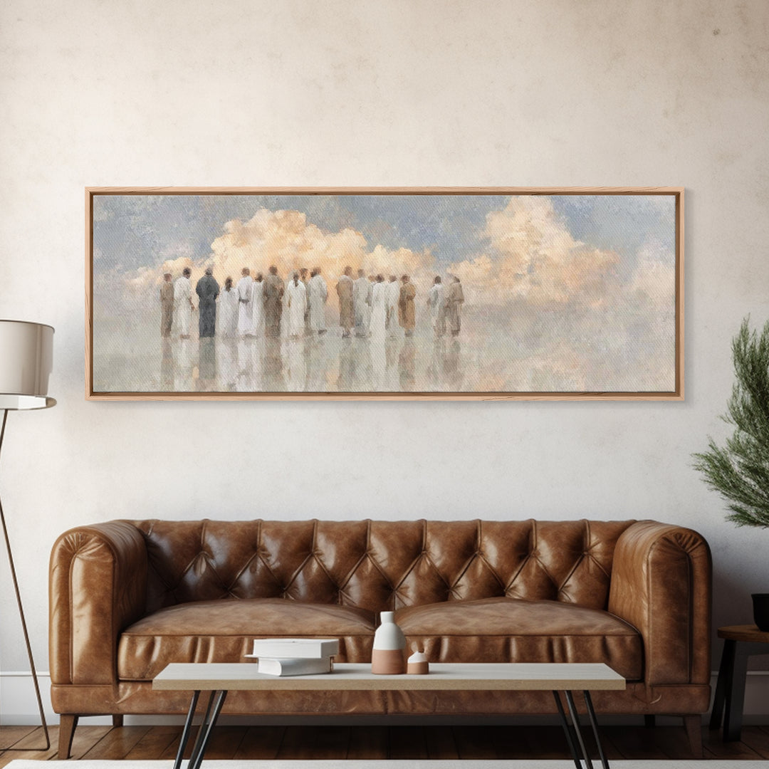Celestial Meeting | Framed Canvas Print | Christian Wall Art | Christian Art Canvas | Panoramic Wall Art | Christian Painting | Christian C