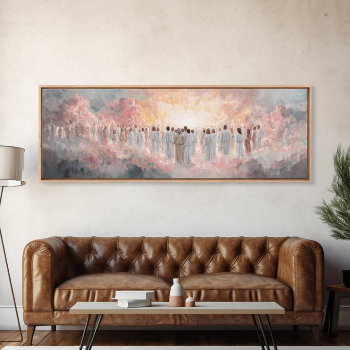 Radiant Multitude, Framed Canvas Print, Christian Art Canvas, Christian Wall Art, Panoramic Art, Christian Christmas Art, Christian Gift Id