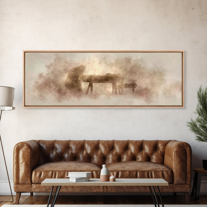 Holy Manger – Framed Canvas Print – Christian Art Canvas – Christian Wall Art – Panoramic Painting – Christmas Art – Christian Christmas Ar
