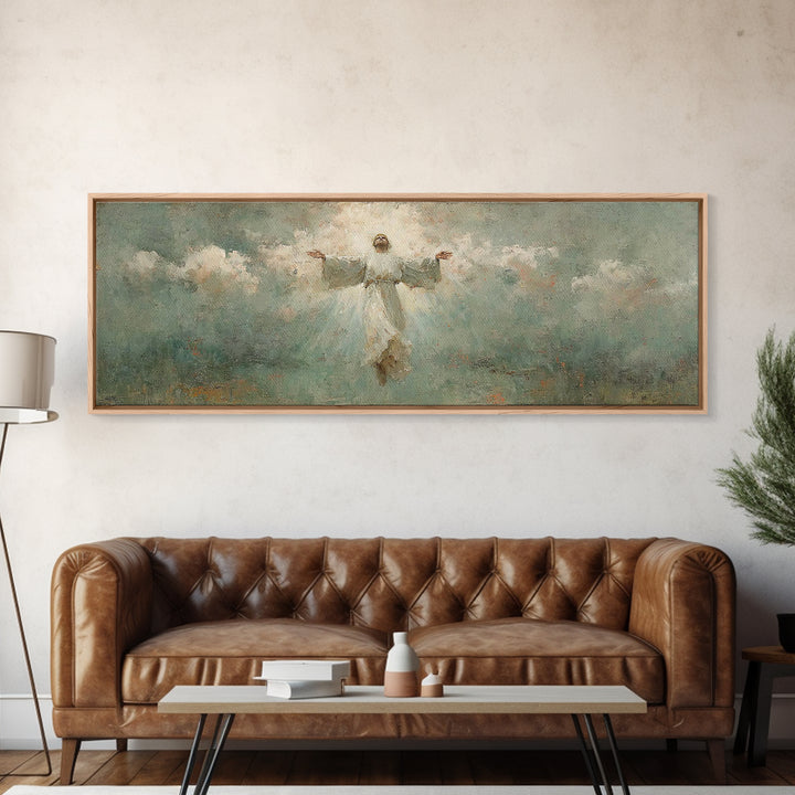Rising Light | Framed Canvas Print | Christian Art | Christian Art Canvas | Panoramic Wall Art | Jesus Painting | Christian Gift