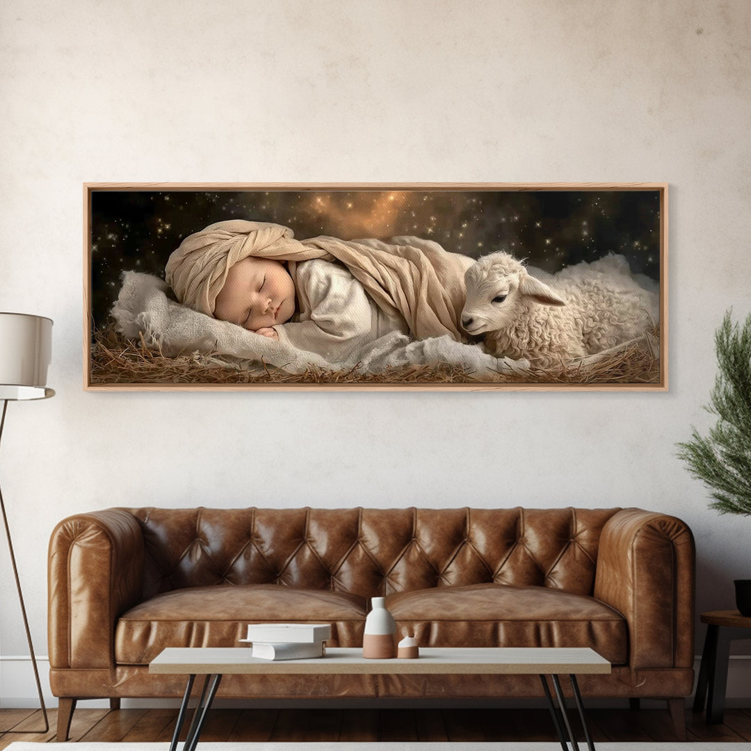 Heaven’s Peace – Framed Canvas Print – Christian Wall Art – Christian Art Canvas – Christmas Art – Panoramic Art – Jesus Painting