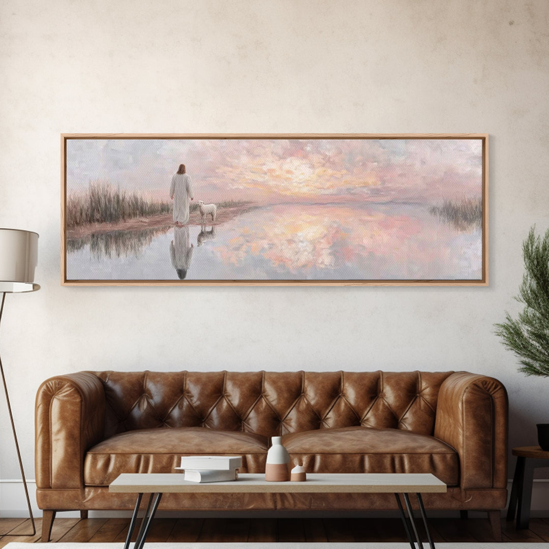 Morning Path Of Grace – Framed Canvas Print – Panoramic Art – Christian Wall Art – Christian Art Canvas – Jesus Painting – Christian Decor